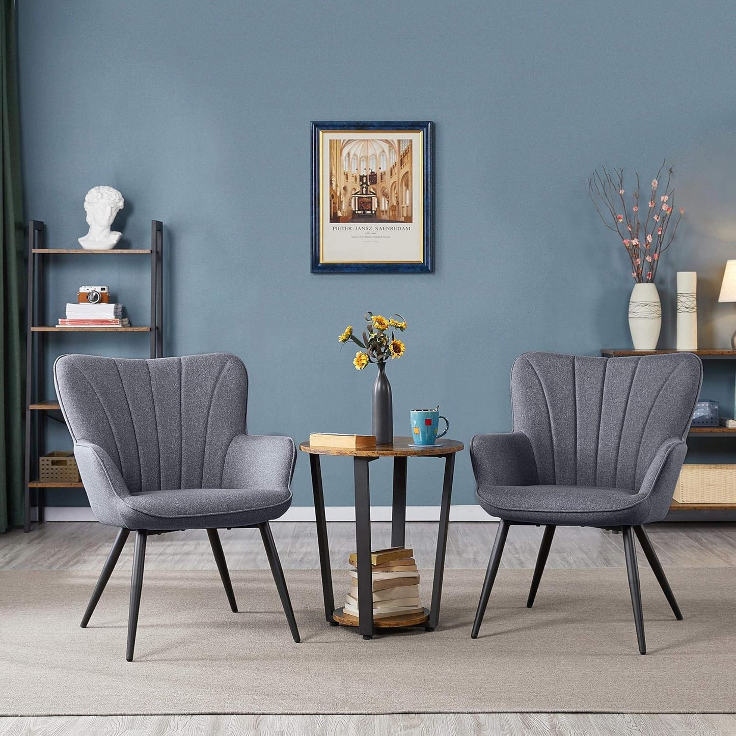 Yaheetech PU Leather Armchair Modern Accent Chair with Metal Legs