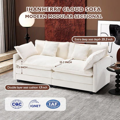 146" U-Shaped Modern Sofa Modular Sectional Cloud Couch