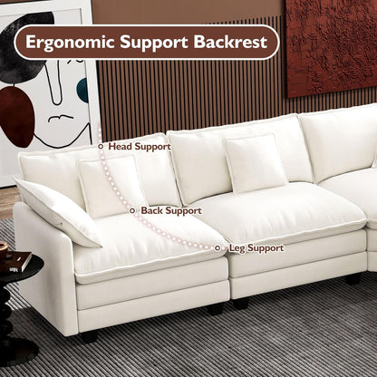 146" U-Shaped Modern Sofa Modular Sectional Cloud Couch