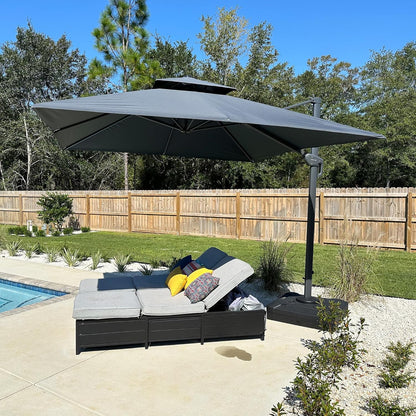 12ft Patio Umbrella with Base Large Outdoor Square Umbrella