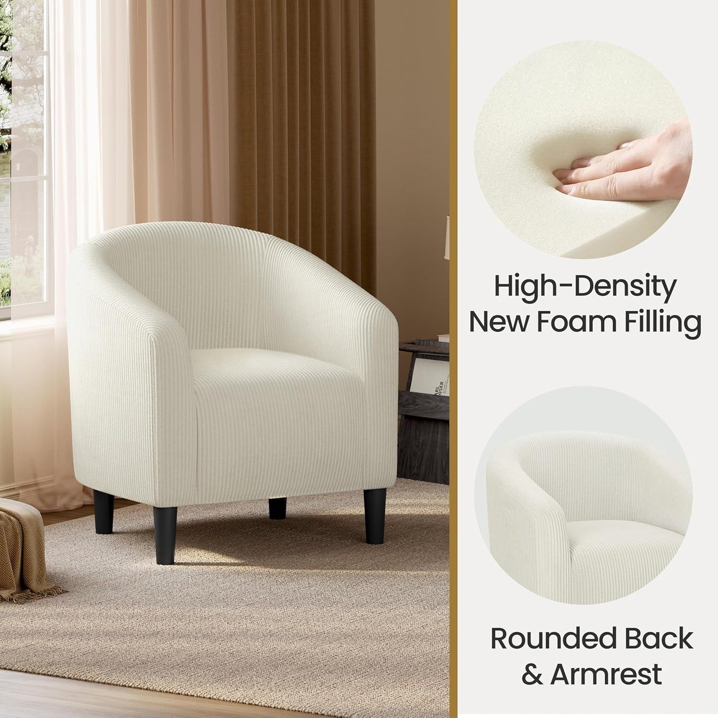 Yaheetech Accent Barrel Chair Boucle Fabric Club Chair