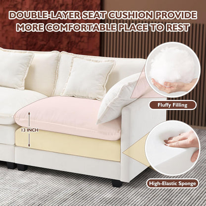 146" U-Shaped Modern Sofa Modular Sectional Cloud Couch