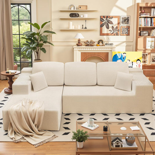 108" Modular Sectional Sofa Boneless Couch with L-Shape Chaise