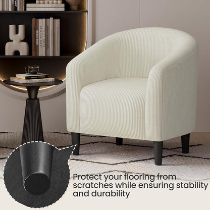 Yaheetech Accent Barrel Chair Boucle Fabric Club Chair