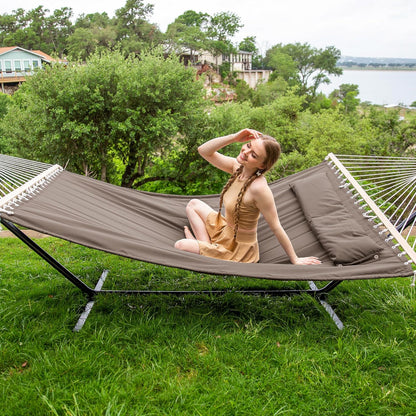 2 Person Hammock with Stand Heavy Duty Portable Dark Grey