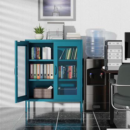 2 Door Storage Sideboard Metal Storage Cabinet with 2 Adjustable Shelf