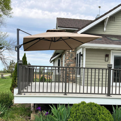 12ft Patio Umbrella with Base Large Outdoor Square Umbrella
