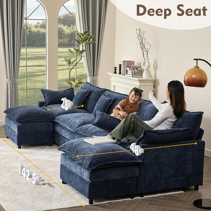 108" U Shaped Couch Modular Sectional Sofa