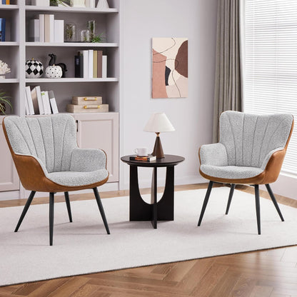 Yaheetech PU Leather Armchair Modern Accent Chair with Metal Legs
