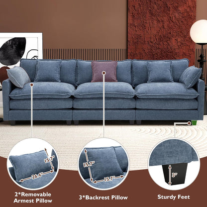 146" U-Shaped Modern Sofa Modular Sectional Cloud Couch