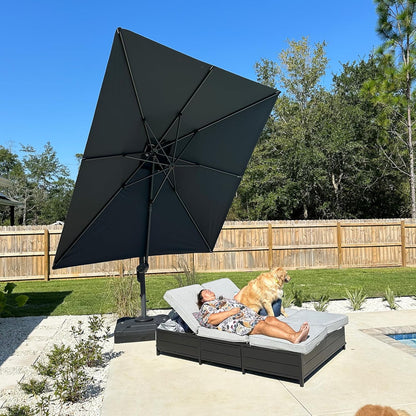 12ft Patio Umbrella with Base Large Outdoor Square Umbrella