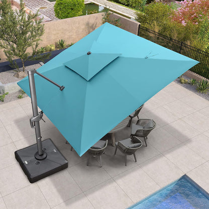 12ft Patio Umbrella with Base Large Outdoor Square Umbrella