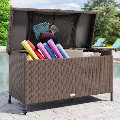 230 Gallon Deck Box XXL Wicker Outdoor Storage Box