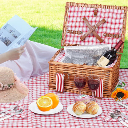 19Pcs Picnic Basket for 2 with Blanket