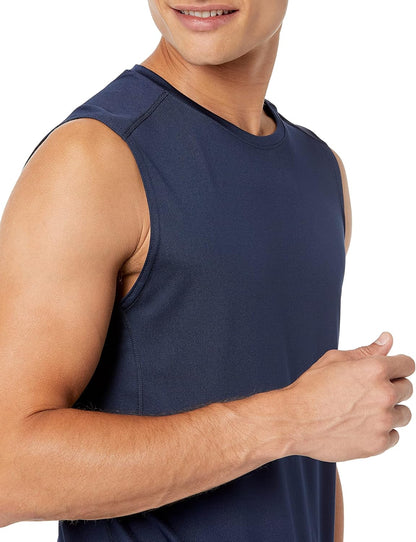 Essentials Men's Active Quick Dry Tech Stretch Lightweight Sleeveless Muscle Shirt