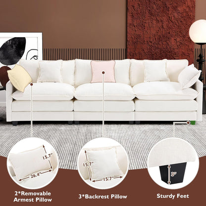 146" U-Shaped Modern Sofa Modular Sectional Cloud Couch