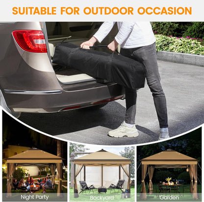 11x11 Pop Up Gazebo Canopy Tent with Mesh Netting and Sandbags