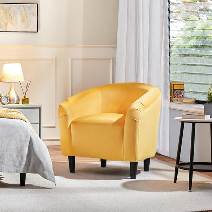 Yaheetech Accent Barrel Chair Boucle Fabric Club Chair