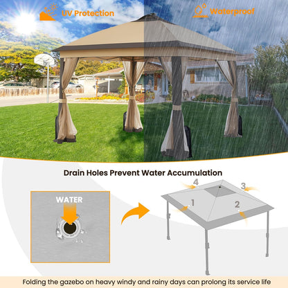 11x11 Pop Up Gazebo Canopy Tent with Mesh Netting and Sandbags