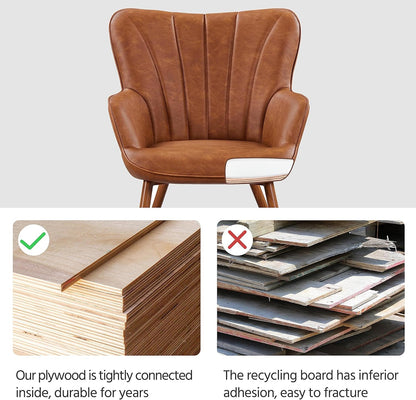 Yaheetech PU Leather Armchair Modern Accent Chair with Metal Legs