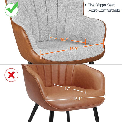 Yaheetech PU Leather Armchair Modern Accent Chair with Metal Legs