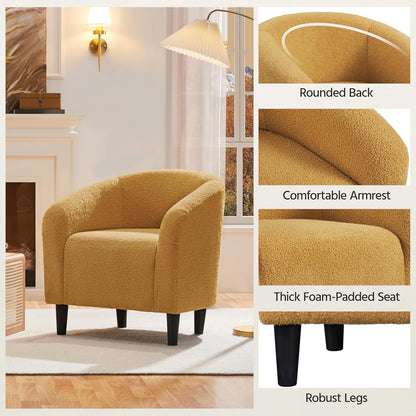 Yaheetech Accent Barrel Chair Boucle Fabric Club Chair