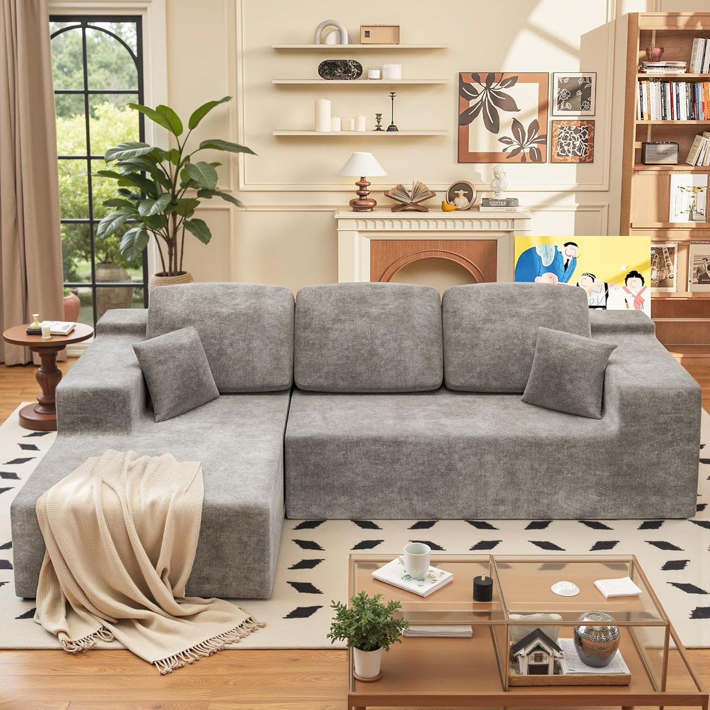 108" Modular Sectional Sofa Boneless Couch with L-Shape Chaise