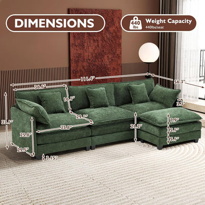 146" U-Shaped Modern Sofa Modular Sectional Cloud Couch
