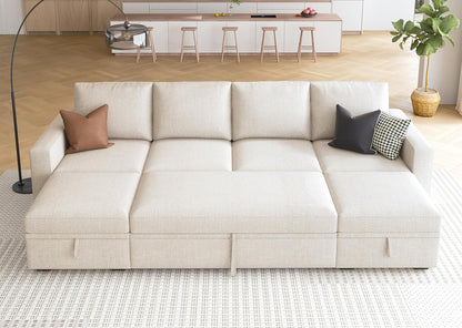 Modular L-Shaped Sleeper Sofa with Pull-Out Bed and Storage