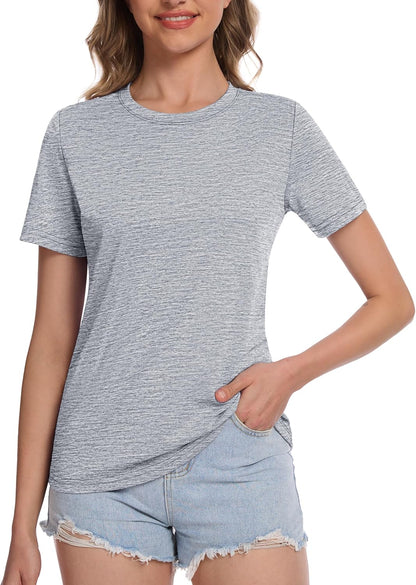 Women's Short Sleeve T Shirts UPF 50+ Sun Protection Athletic Running Workout Tee Tops