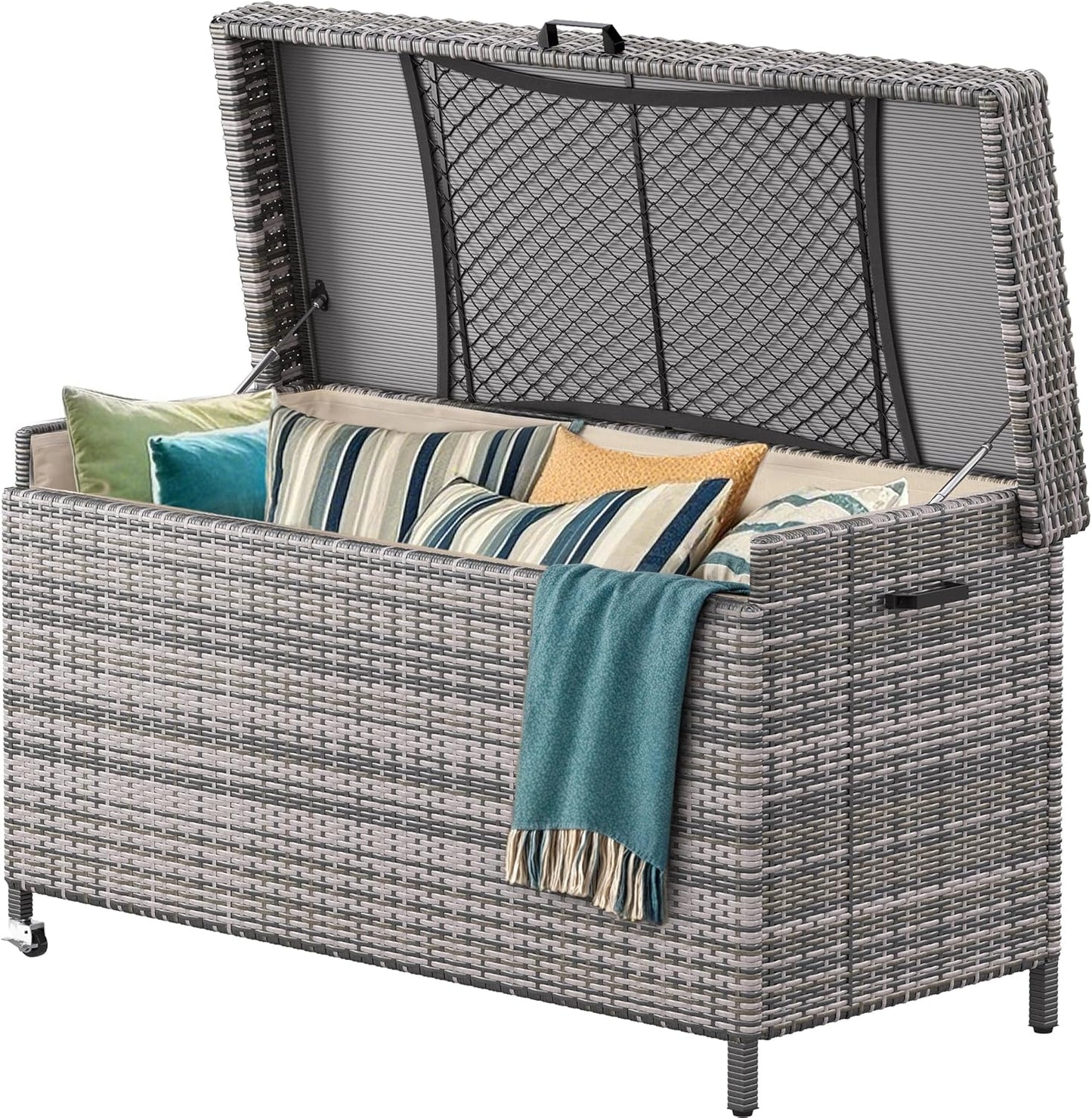 230 Gallon Deck Box XXL Wicker Outdoor Storage Box
