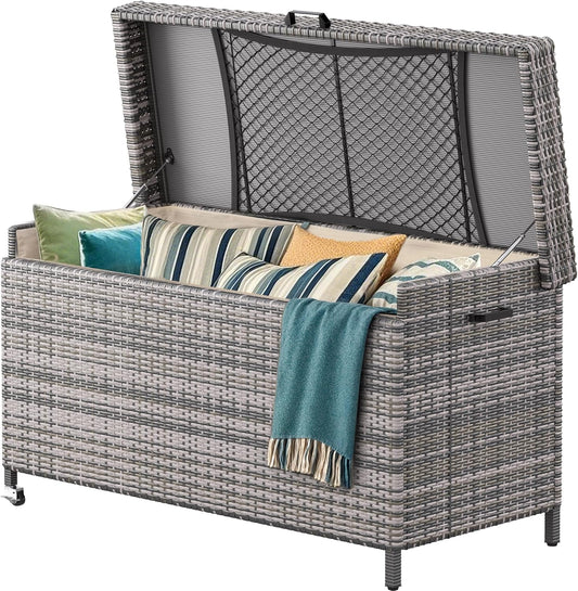 230 Gallon Deck Box XXL Wicker Outdoor Storage Box