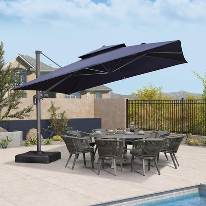 12ft Patio Umbrella with Base Large Outdoor Square Umbrella
