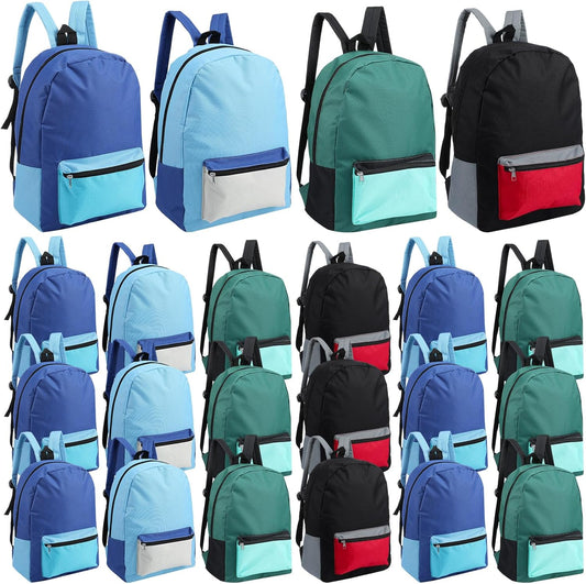 24 Pack Backpacks Bulk Backpack for School 17 Inch Bookbags Back