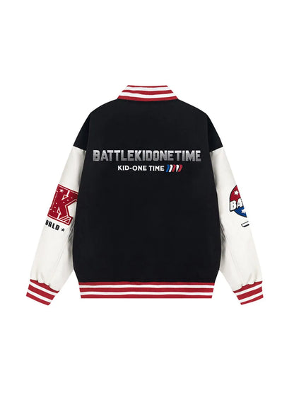 Letter  Patchwork Element Baseball Jacket for Men
