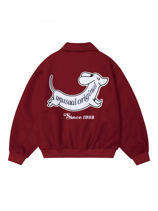 Puppy Embroidery Stick Polo Jacket For Man
