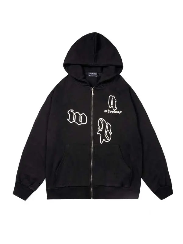 Girl's Letter Graphic Zip Up Hoodie