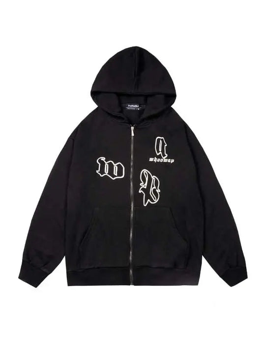 Girl's Letter Graphic Zip Up Hoodie