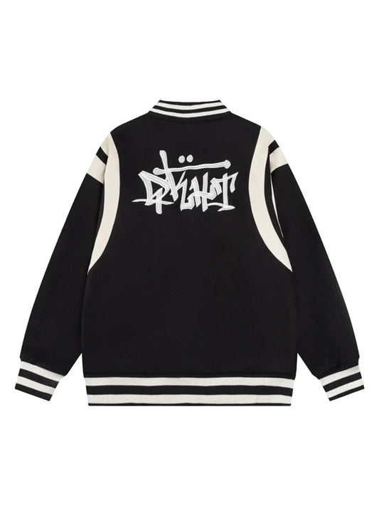 PU Leather  Embroidered Baseball Jacket for Men