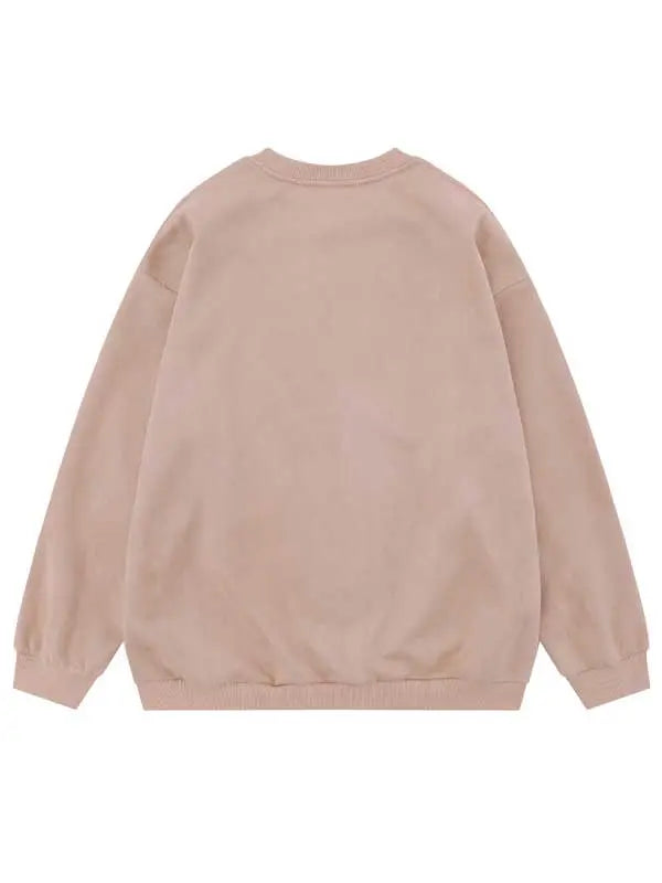 Women's Leisure Letter Washed Crew Neck Sweatshirt