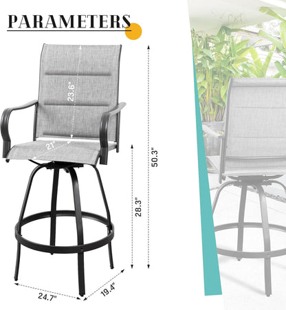 2 Piece Outdoor Patio Swivel Bar Chairs