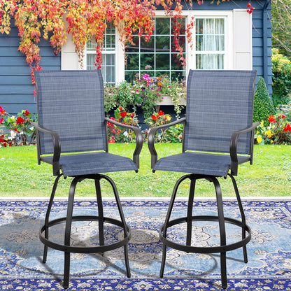 2 Piece Outdoor Patio Swivel Bar Chairs