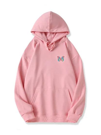 320g Back Colorful Butterfly Printed Cotton Hoodie