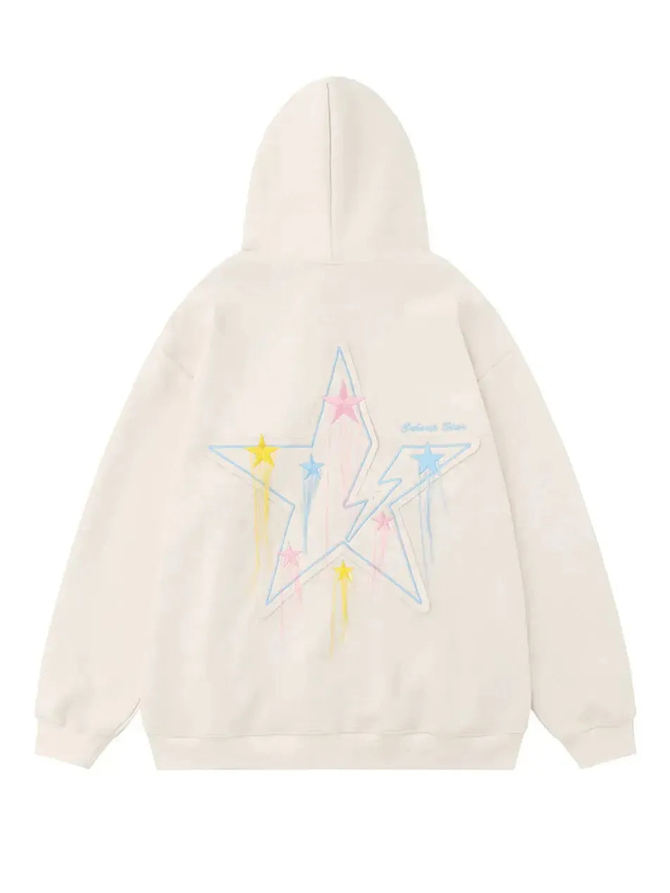 Y2K Star Graphic Zip Up Hoodie