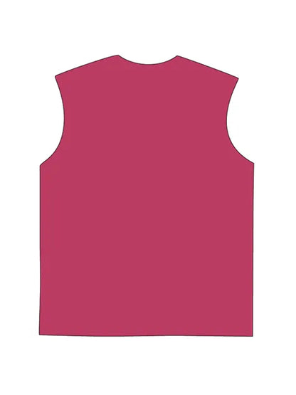230g Cotton Saturn Printed Sleeveless Wash Old T-shirt