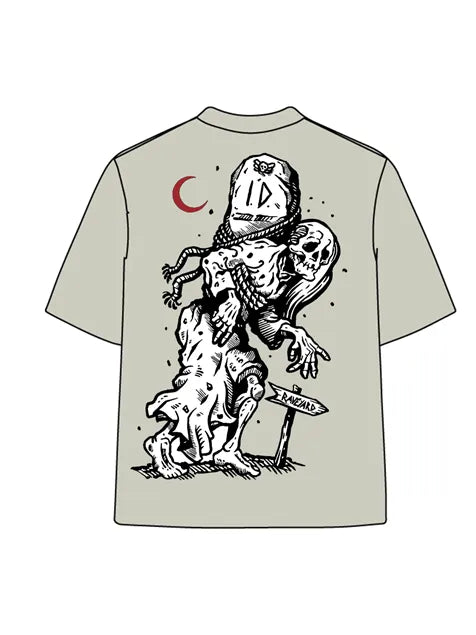 270g Back Skull Printed Wash Old Cotton T-shirt