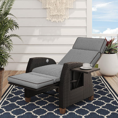 Outdoor Recliner Chair Patio 150° Lay Flat Recliner