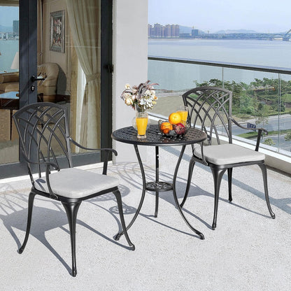 NUU GARDEN Bistro Set 3 Piece Outdoor Cast Aluminum Patio Bistro Set
