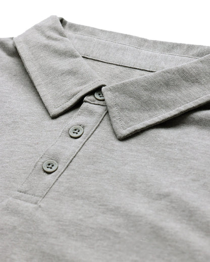 Long Sleeve Polo Shirt Sweatshirt for Men Blue