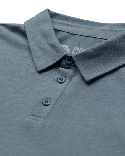 Long Sleeve Polo Shirt Sweatshirt for Men Blue